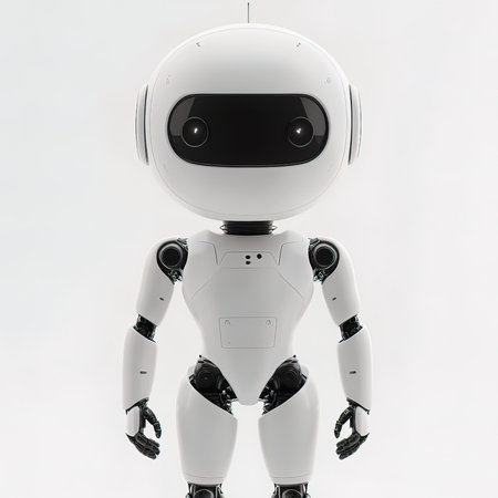 3d rendering robot on a white background with space for text.の写真素材