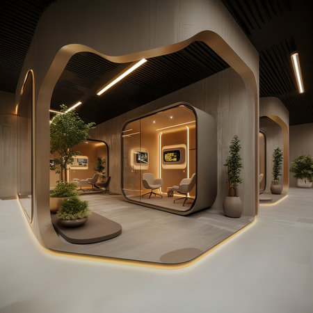 3d rendering of modern office interior design with glass and concrete floorの写真素材