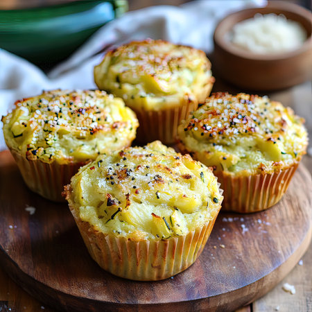 Cottage cheese muffins with zucchini, selective focus.の写真素材