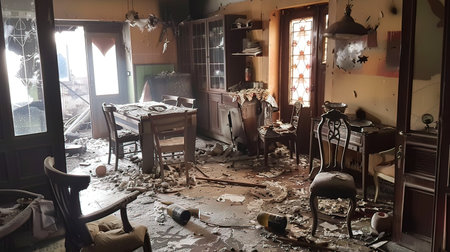 Abandoned house in Pripyat, Chernobyl Exclusion Zone, Ukraineの写真素材