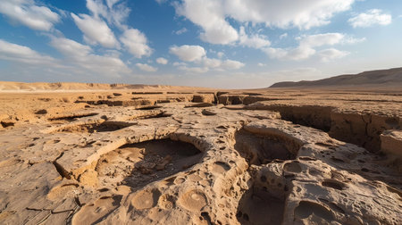 Panoramic view of the desert of the Negev Desert in Israelの写真素材