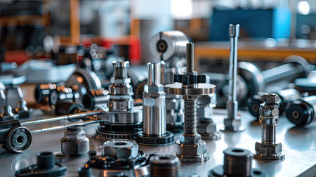 Automotive parts and tools in the workshop. Auto service industry.の写真素材