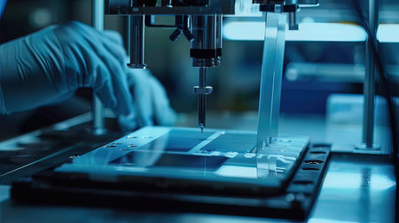 Technician working with 3D printer in modern laboratory, closeupの写真素材
