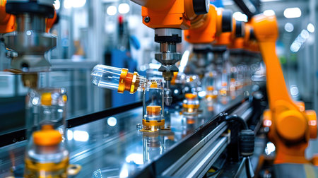 Robotic arm production line. Smart industry 4.0 concept.の写真素材