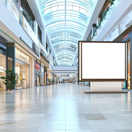 Blank billboard in the shopping mall. 3d render image.の写真素材