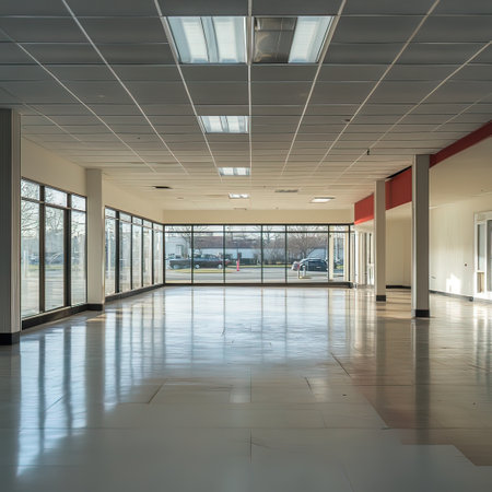 Interior of a modern office building, wide angle view. Nobody insideの写真素材