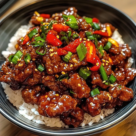 sweet and sour pork with rice - asian food style. selective focusの写真素材
