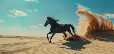 Horse running in the desert. 3d render illustration of horseの写真素材
