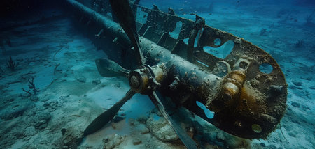 Abandoned ship wreck on the seabed, underwater photoの写真素材