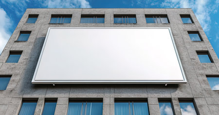Blank white billboard on a modern office building. 3d renderingの写真素材