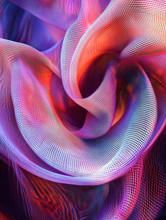 abstract colorful background with wavy lines and curves, 3d illustrationの写真素材