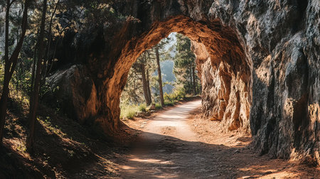 Tunnel in the forest, Madeira island, Portugal.の写真素材