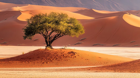 Namib desert in Namibia, Africa. Lonely tree in the middle of the desert.の写真素材