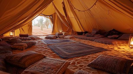 Tent in the desert of morocco. Bedroom in Morocco