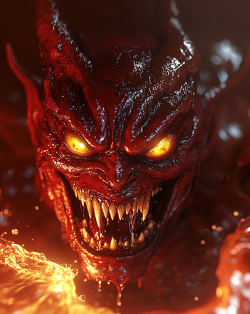 Fractal of a monster with bloody teeth. 3d renderingの写真素材