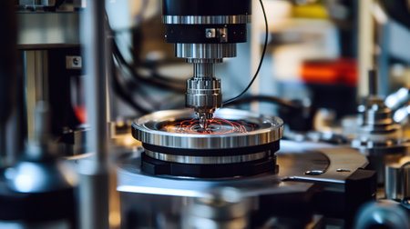 The CNC milling machine cutting the metal parts. The hi-technology mold and die manufacturing process.の写真素材