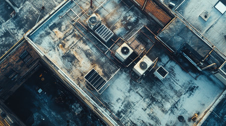 Aerial view of an industrial air conditioner in a factory.の写真素材