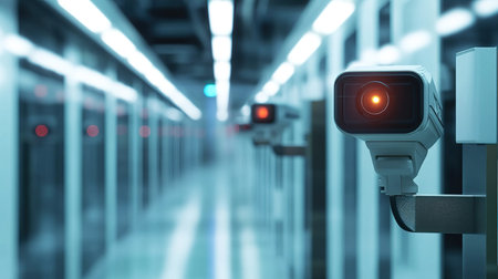 CCTV security camera in modern office building. 3d rendering.