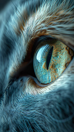 Cat's eye close-up. Blue cat's eye macro.の写真素材