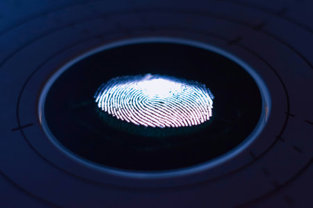 Fingerprint scan provides security access with biometrics identification.の写真素材