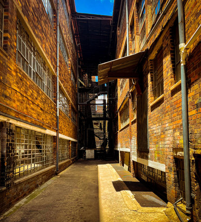 old industrial building in england london old construction brick and woodの写真素材