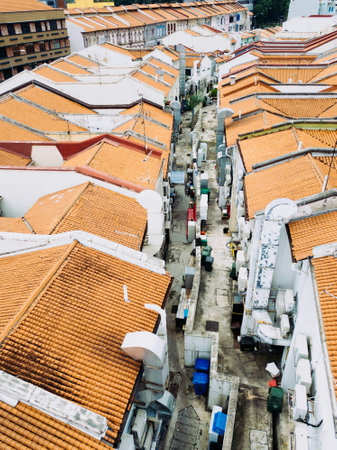 Aerial view of the old town of Penang, Malaysia.の写真素材