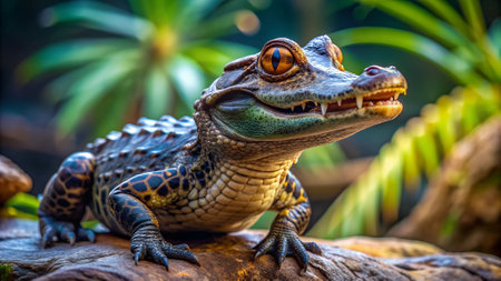 Crocodile in the jungle, close-up portrait.の写真素材