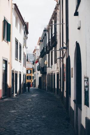 Street in the old town of Ponta Delgada, Portugal