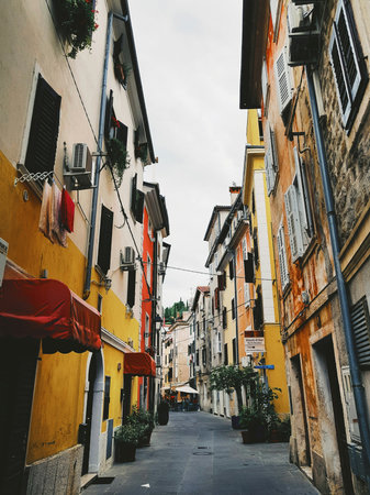 Colorful houses in the city of Italyの写真素材