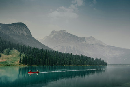 Lake Louise, Banff National Park, Alberta, Canada. Beautiful summer landscapeの写真素材