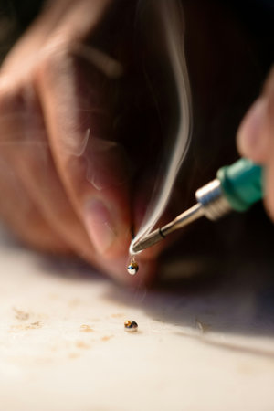 Close-up of a cobbler's hand working