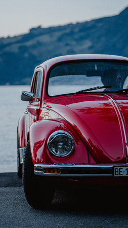 Retro car in the town of Mugello, Italy.の写真素材
