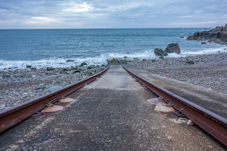 Railway on the beachの写真素材
