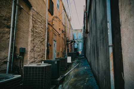 Narrow street in the old town of Tbilisi, Georgiaの写真素材