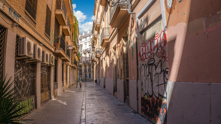 Street in Barcelona, Spainの写真素材