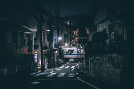 Street view of old town at night.の写真素材