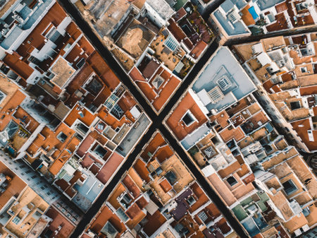Aerial view of the city of Malaga, Andalusia, Spainの写真素材