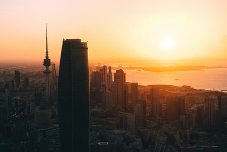 Shanghai skyline at sunset, China. Shanghai is the capital and largest city of China.の写真素材