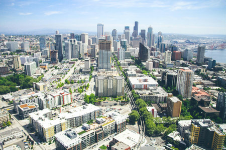 Aerial view of the city of Seattle, Washington, USA.