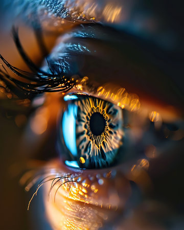 Macro shot of a human eye with a beautiful iris.の写真素材