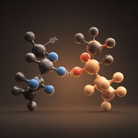 Molecular structure of benzene. 3d illustration on dark backgroundの写真素材