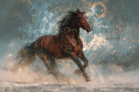 Horse running in the field.の写真素材