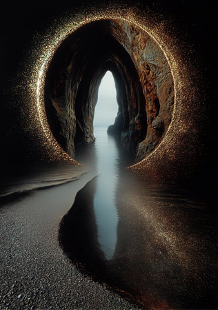 Tunnel in the sea. 3D rendering. Fantasy landscape.