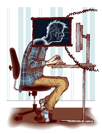 Concept of computer addiction のイラスト素材