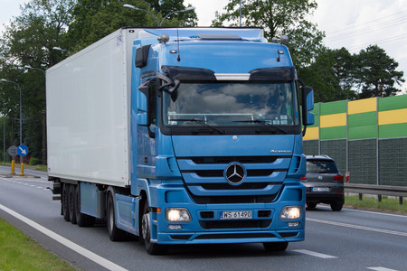 Mercedes-Benz Actros MPIII LH with coolliner trailer from polish companyのeditorial素材