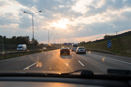 Landscape view of an asphalt roadのeditorial素材