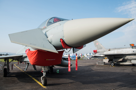 Eurofighter EF-2000 Typhoon T from German Air Force in SIAF 2017.のeditorial素材