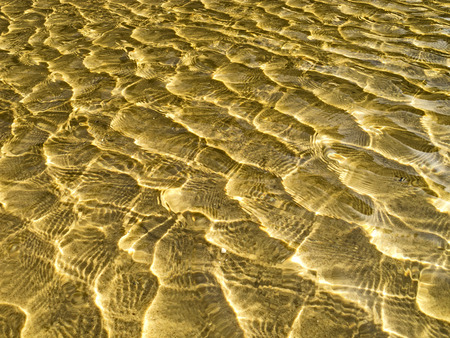 Yellow sand waves in shallow water  の写真素材