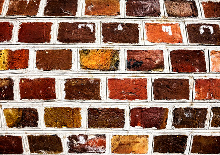 Old brick wall background with high saturation