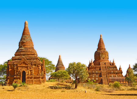 Bagan in cloudless day, Myanmar (Burma).の写真素材